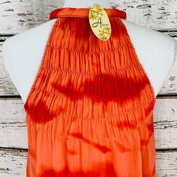 Adiva Women'a Sleeveless Orange Top Petite Medium - Picture 7 of 8